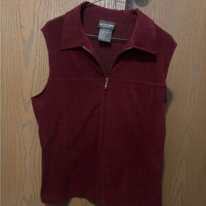 Notations Maroon Sleeveless Zip Vest